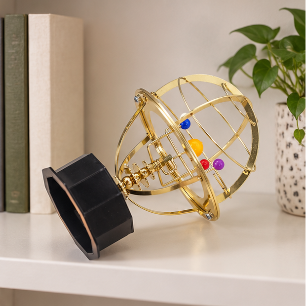 Royeva Brass Solar System Model-Rotating Desktop Display Orrery