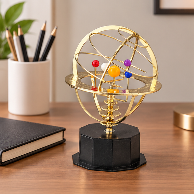 Royeva Brass Solar System Model-Rotating Desktop Display Orrery