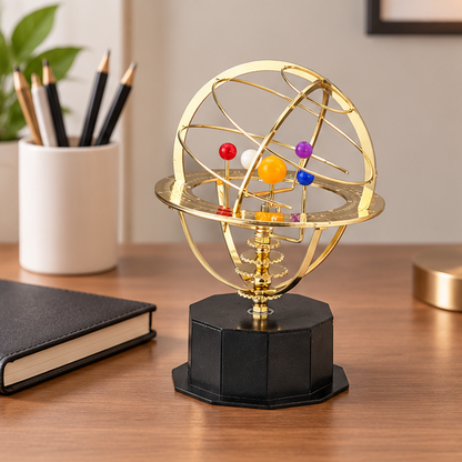 Royeva Brass Solar System Model-Rotating Desktop Display Orrery