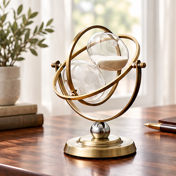 Royelle Decorative Metal Sand Clock-Hourglass Timer For Office Desk Home Decor