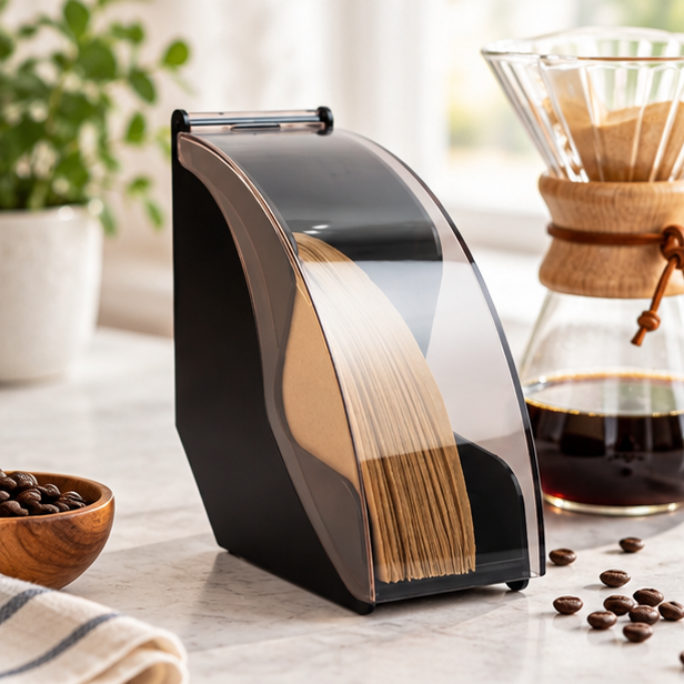 Royeva Coffee Filter Holder With Acrylic Cover-Pour Over Paper Storage Dispenser