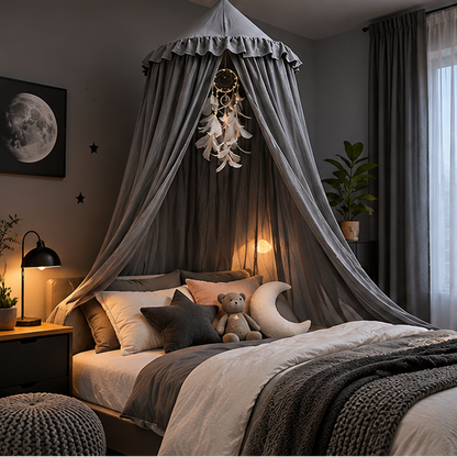 Royeva Kids Bed Canopy With Tassels And Ruffles