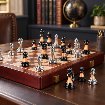 Royora Wooden Chess Set With 45 Cm Board And Metal Pieces