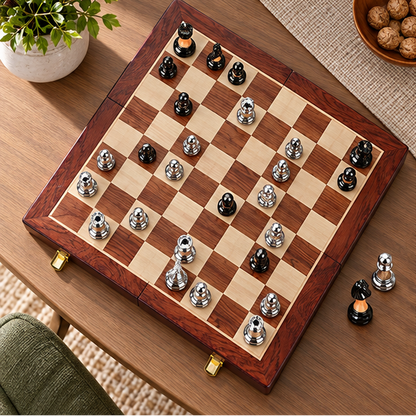 Royora Wooden Chess Set With 45 Cm Board And Metal Pieces