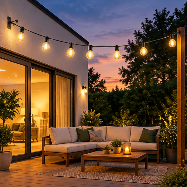 Royeva Outdoor String Lights-G40 Shatterproof Patio Lights With Remote