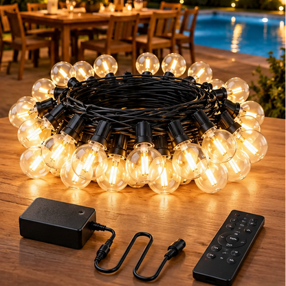 Royeva Outdoor String Lights-G40 Shatterproof Patio Lights With Remote