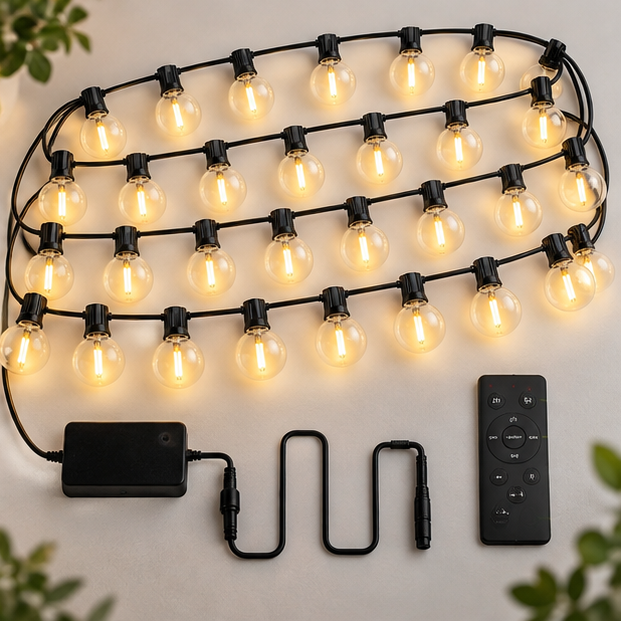 Royeva Outdoor String Lights-G40 Shatterproof Patio Lights With Remote