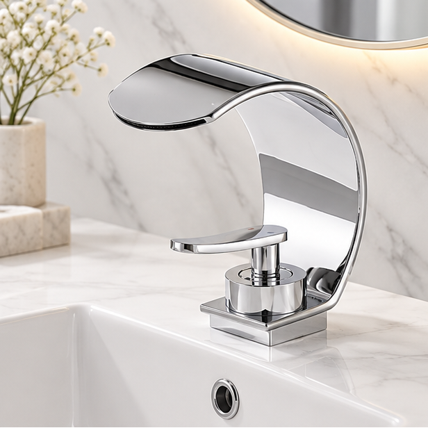 Royelle Modern Waterfall Bathroom Basin Faucet For Vanity Sinks