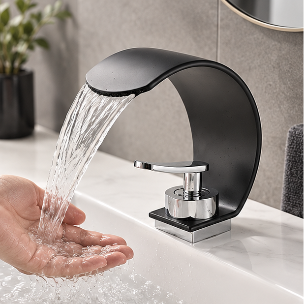 Royelle Modern Waterfall Bathroom Basin Faucet For Vanity Sinks