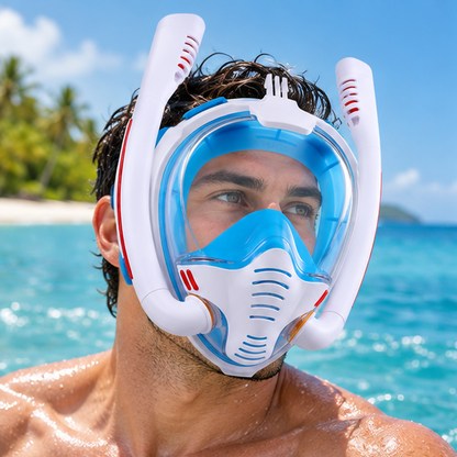 Royeva Full Face Snorkeling Mask-Double Tube Panoramic Anti Fog Diving Gear