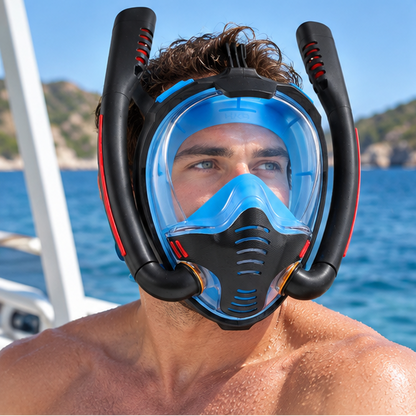 Royeva Full Face Snorkeling Mask-Double Tube Panoramic Anti Fog Diving Gear