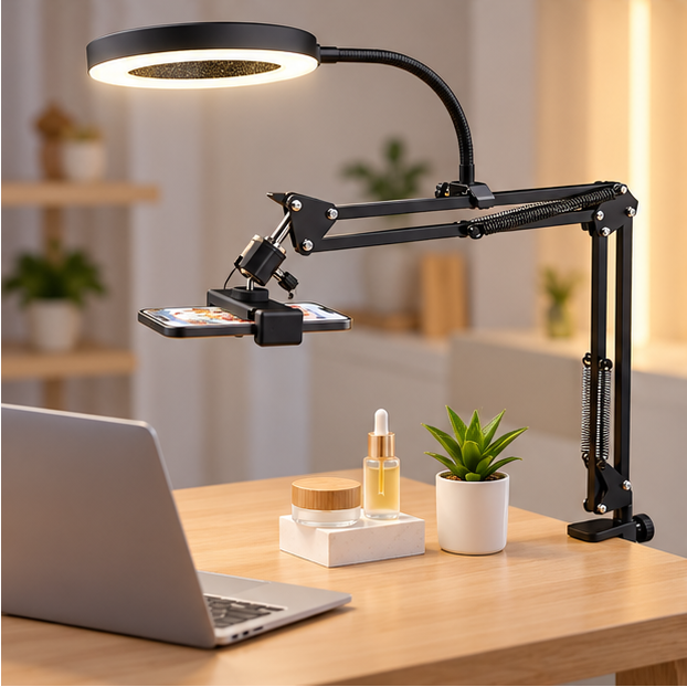 Royeva Overhead Phone Mount-Adjustable Desk Arm For Video Recording And Live Streaming