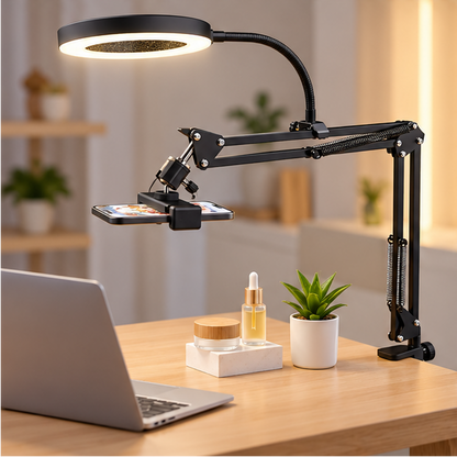Royeva Overhead Phone Mount-Adjustable Desk Arm For Video Recording And Live Streaming