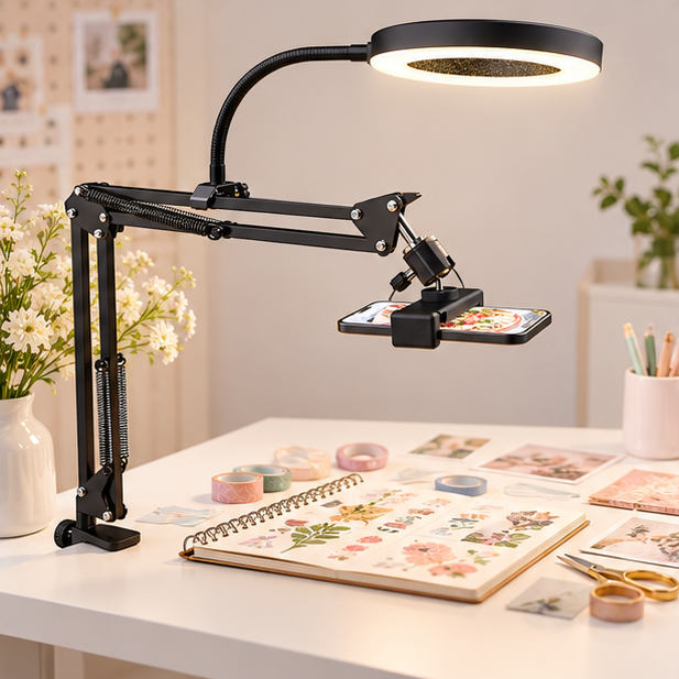 Royeva Overhead Phone Mount-Adjustable Desk Arm For Video Recording And Live Streaming