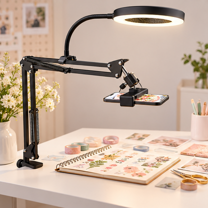 Royeva Overhead Phone Mount-Adjustable Desk Arm For Video Recording And Live Streaming