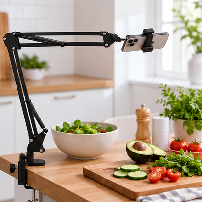 Royeva Overhead Phone Mount-Adjustable Desk Arm For Video Recording And Live Streaming