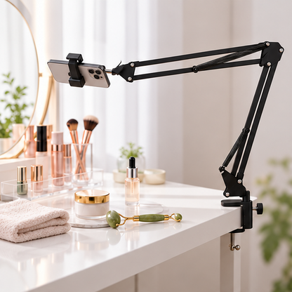 Royeva Overhead Phone Mount-Adjustable Desk Arm For Video Recording And Live Streaming