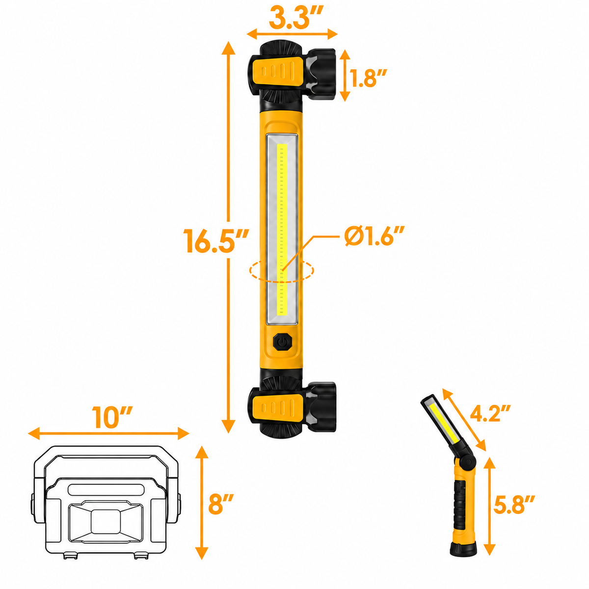 Royelle Rechargeable Magnetic LED Underhood Work Light-Repair Lamp