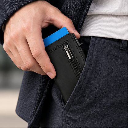 Royeva Genuine Leather RFID Blocking Compact Wallet with Aluminum Card Holder