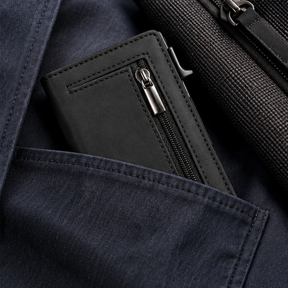 Royeva Genuine Leather RFID Blocking Compact Wallet with Aluminum Card Holder