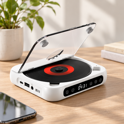 Royeva Portable Bluetooth CD Player-Rechargeable Compact Audio Player