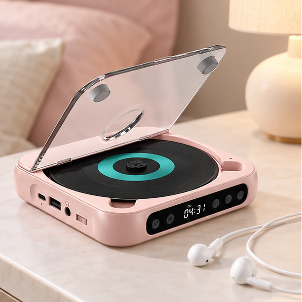 Royeva Portable Bluetooth CD Player-Rechargeable Compact Audio Player