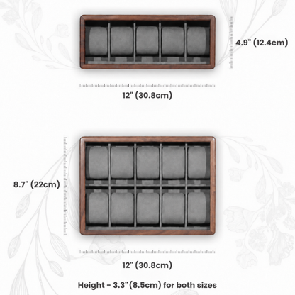 Eloria Walnut Watch Display Case Top for Men with Glass Lid & Soft Microfiber Interior