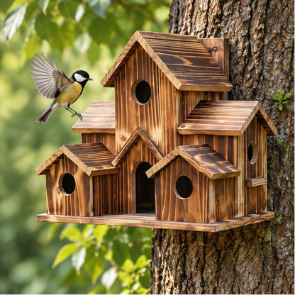Royelle Wooden Birdhouse-6 Compartment Hanging Garden Nesting Box