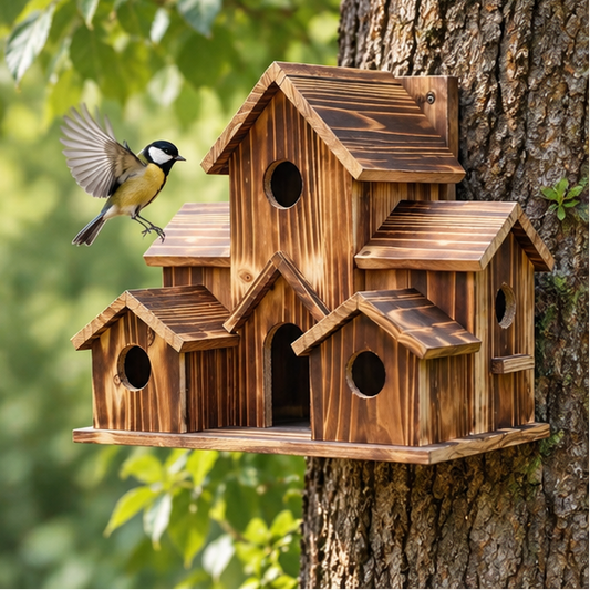 Royelle Wooden Birdhouse-6 Compartment Hanging Garden Nesting Box
