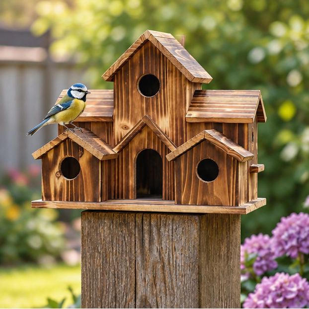 Royelle Wooden Birdhouse-6 Compartment Hanging Garden Nesting Box