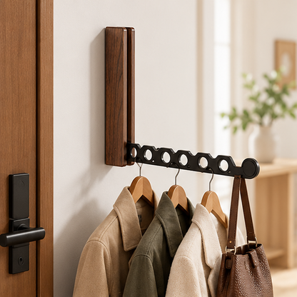 Royeva Foldable Wooden Wall Mounted Coat Rack-Space Saving Hallway Hanger