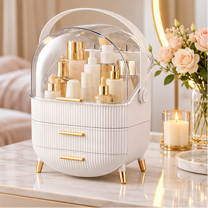 Royeva Clear Makeup Organizer-Dustproof Cosmetic Storage Box Vanity Case