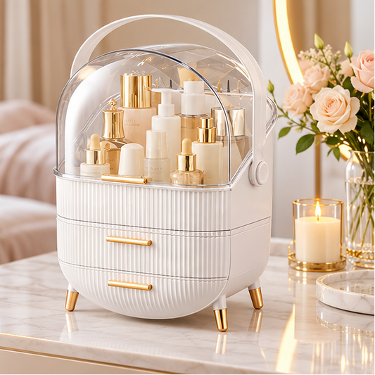 Royeva Clear Makeup Organizer-Dustproof Cosmetic Storage Box Vanity Case