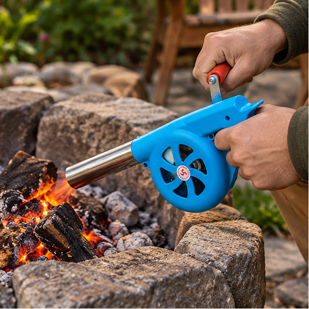 Royelle Manual Crank Barbecue Air Blower For Outdoor Fire Ignition