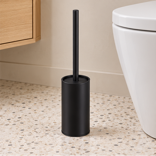 Royeva Modern Stainless Steel Standing Toilet Bowl Brush Set with Holder