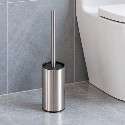 Royeva Modern Stainless Steel Standing Toilet Bowl Brush Set with Holder