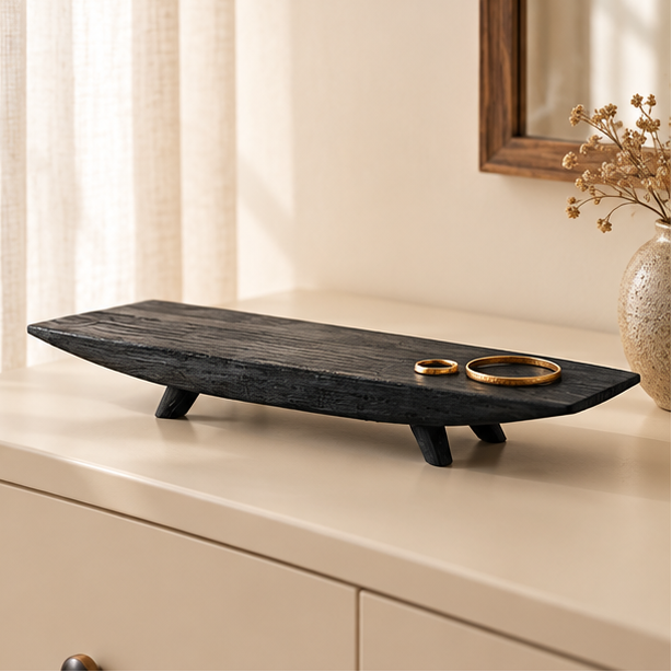 Royeva Minimalist Solid Wood Decorative Tray For Coffee Table Accent