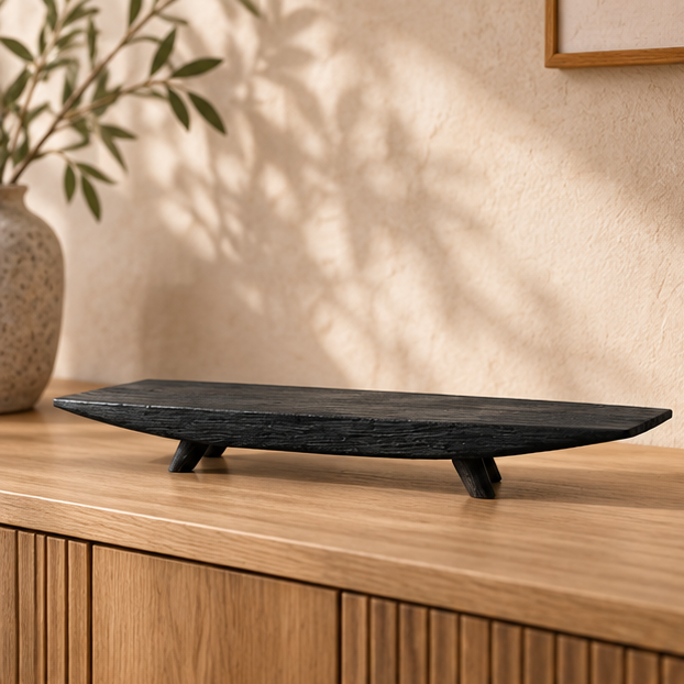 Royeva Minimalist Solid Wood Decorative Tray For Coffee Table Accent