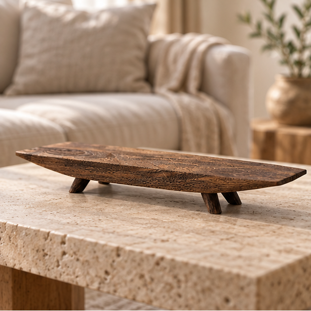 Royeva Minimalist Solid Wood Decorative Tray For Coffee Table Accent
