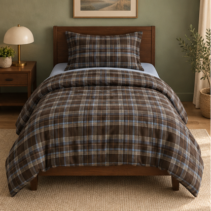 Royora Vintage Plaid 100 Percent Cotton Duvet Cover Bedding Set