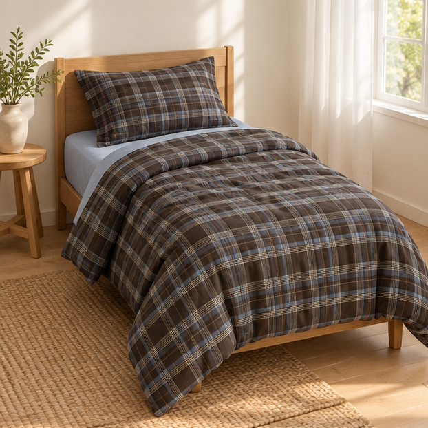 Royora Vintage Plaid 100 Percent Cotton Duvet Cover Bedding Set