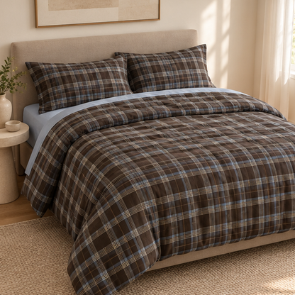 Royora Vintage Plaid 100 Percent Cotton Duvet Cover Bedding Set