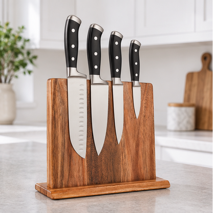 Royeva Wooden Magnetic Knife Block-Double Sided Kitchen Storage Stand