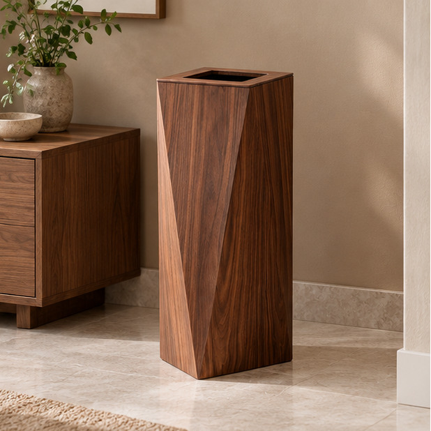 Royeva Wooden Waste Bin With Lid-Minimalist Diamond Trash Can