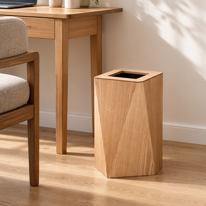 Royeva Wooden Waste Bin With Lid-Minimalist Diamond Trash Can