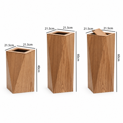 Royeva Wooden Waste Bin With Lid-Minimalist Diamond Trash Can