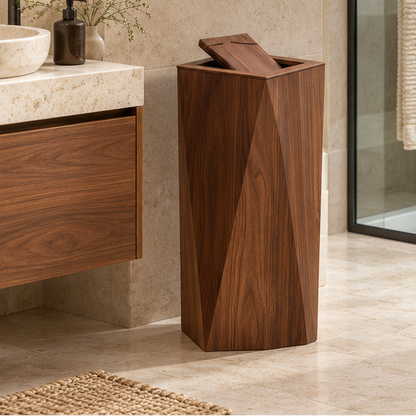 Royeva Wooden Waste Bin With Lid-Minimalist Diamond Trash Can