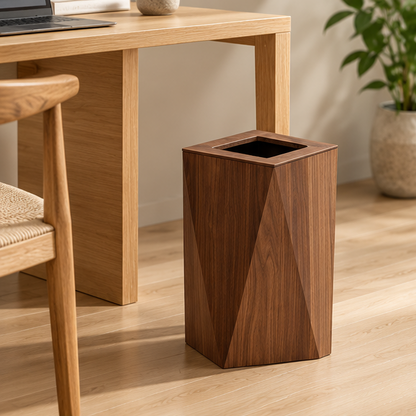 Royeva Wooden Waste Bin With Lid-Minimalist Diamond Trash Can