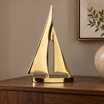 Royeva Gold Sailboat Sculpture-Modern Coastal Table Decor