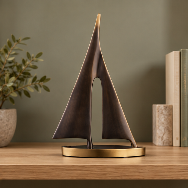 Royeva Gold Sailboat Sculpture-Modern Coastal Table Decor
